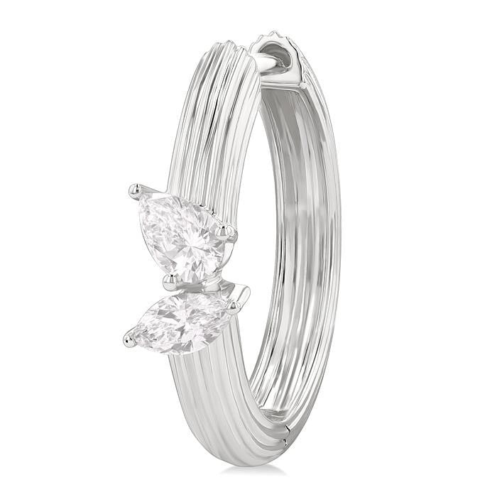 Ribbed Diamond Fashion Hoop Earrings
