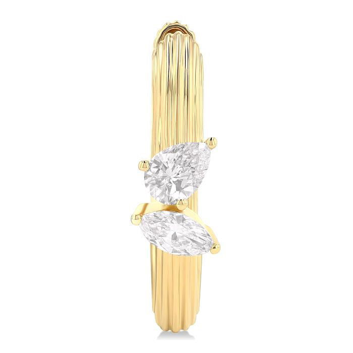 Ribbed Diamond Fashion Hoop Earrings