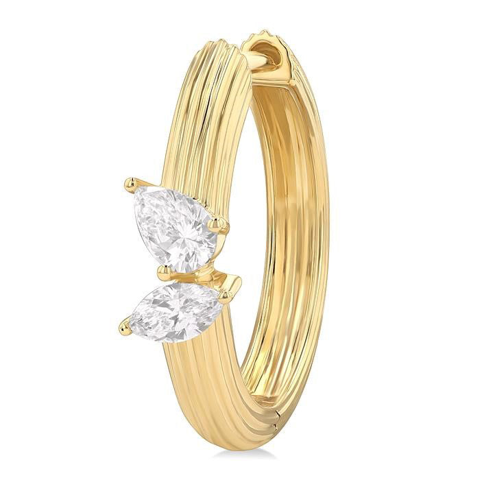 Ribbed Diamond Fashion Hoop Earrings
