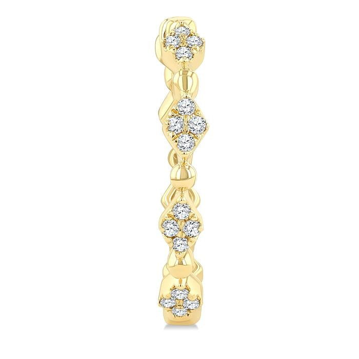 1/6 Ctw Kite Shape Motif and Ball Bead Link Round Cut Diamond Fashion Hoop Earrings in 10K Yellow Gold