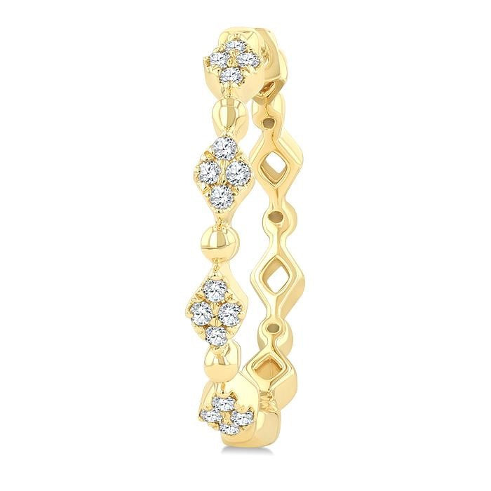 1/6 Ctw Kite Shape Motif and Ball Bead Link Round Cut Diamond Fashion Hoop Earrings in 10K Yellow Gold