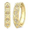 1/4 Ctw Pyramid Accent Round Cut Diamond Fashion Hoop Earrings in 10K Yellow Gold