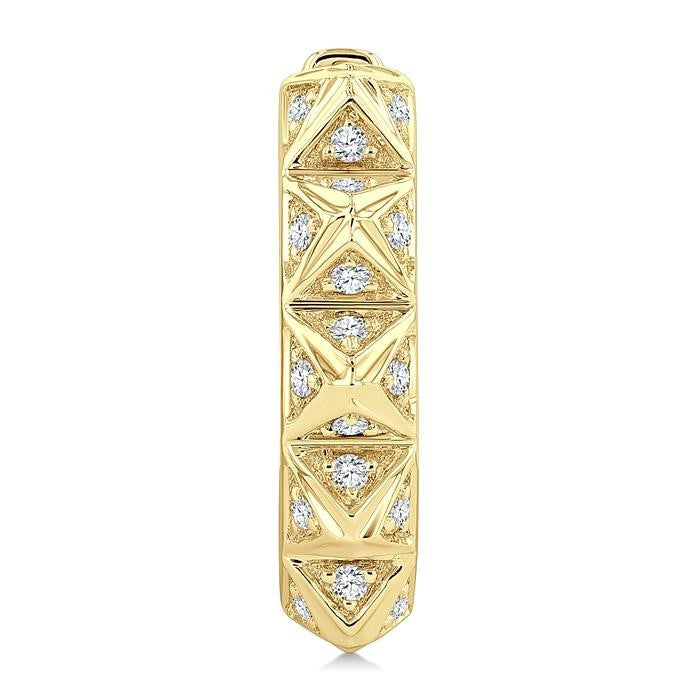 1/4 Ctw Pyramid Accent Round Cut Diamond Fashion Hoop Earrings in 10K Yellow Gold