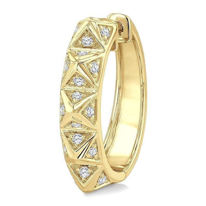 1/4 Ctw Pyramid Accent Round Cut Diamond Fashion Hoop Earrings in 10K Yellow Gold