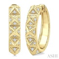 1/4 Ctw Pyramid Accent Round Cut Diamond Fashion Hoop Earrings in 10K Yellow Gold