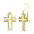 1/3 Ctw Round Cut Diamond Cross Fashion Earrings in 10K Yellow Gold