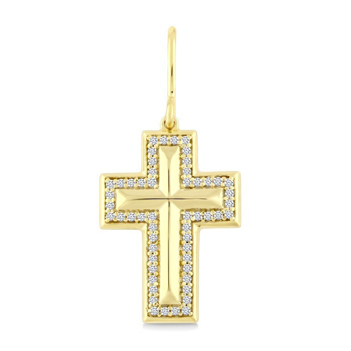 1/3 Ctw Round Cut Diamond Cross Fashion Earrings in 10K Yellow Gold