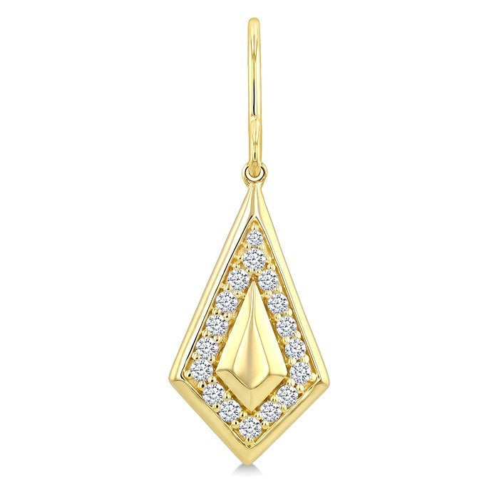 1/3 Ctw Round Cut Diamond Kite Shape Fashion Earrings in 10K Yellow Gold