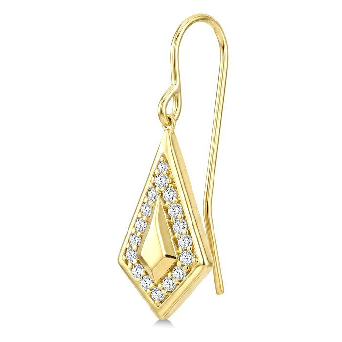 1/3 Ctw Round Cut Diamond Kite Shape Fashion Earrings in 10K Yellow Gold