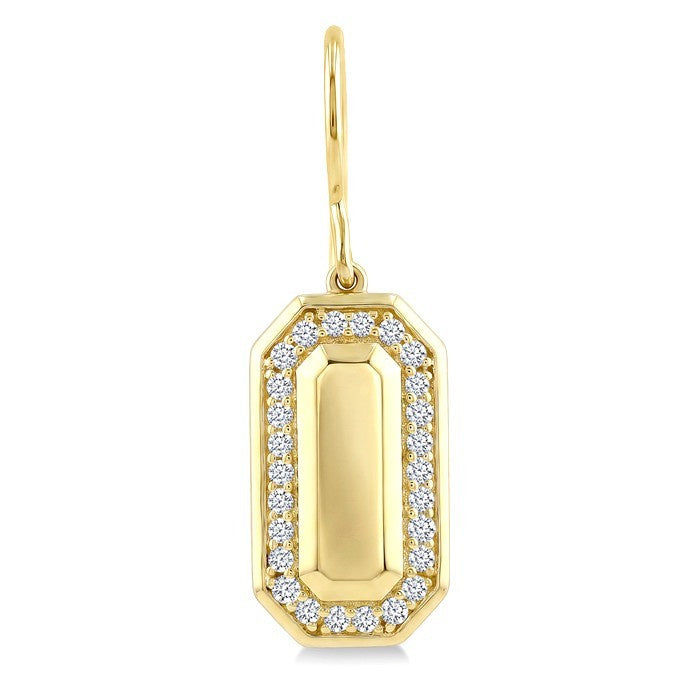 1/3 Ctw Round Cut Diamond Emerald Shape Fashion Earrings in 10K Yellow Gold