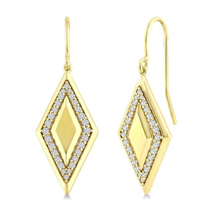 1/3 Ctw Round Cut Diamond Rhombus Shape Fashion Earrings in 10K Yellow Gold