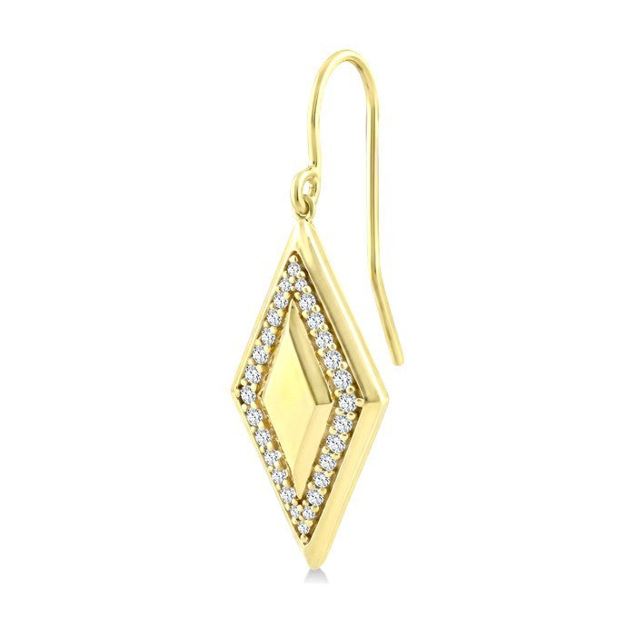 1/3 Ctw Round Cut Diamond Rhombus Shape Fashion Earrings in 10K Yellow Gold