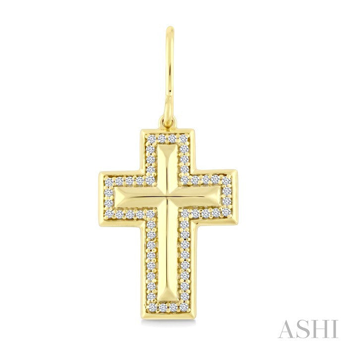 1/3 Ctw Round Cut Diamond Cross Fashion Earrings in 10K Yellow Gold