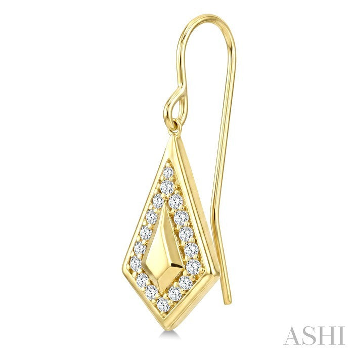 1/3 Ctw Round Cut Diamond Kite Shape Fashion Earrings in 10K Yellow Gold