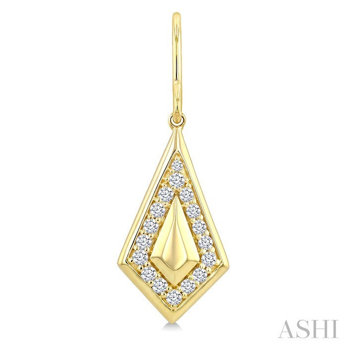 1/3 Ctw Round Cut Diamond Kite Shape Fashion Earrings in 10K Yellow Gold
