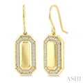 1/3 Ctw Round Cut Diamond Emerald Shape Fashion Earrings in 10K Yellow Gold