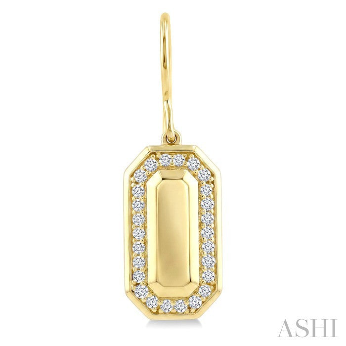 1/3 Ctw Round Cut Diamond Emerald Shape Fashion Earrings in 10K Yellow Gold