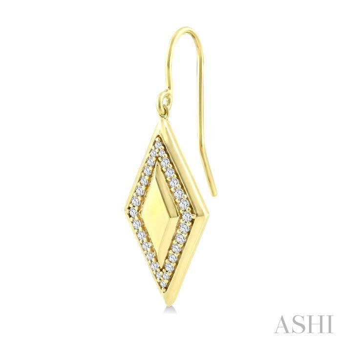 1/3 Ctw Round Cut Diamond Rhombus Shape Fashion Earrings in 10K Yellow Gold
