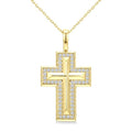1/4 Ctw Round Cut Diamond Cross Pendant With Chain in 10K Yellow Gold