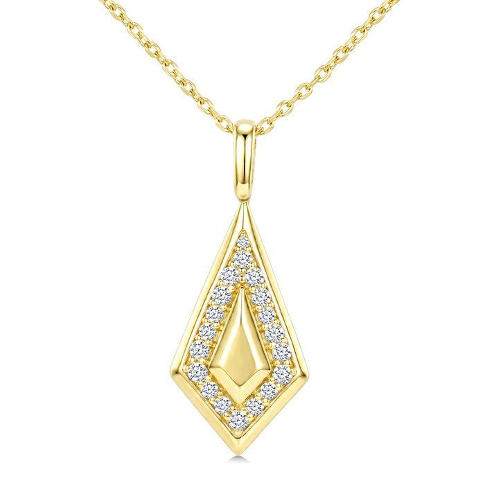 1/4 Ctw Round Cut Diamond Kite Shape Pendant With Chain in 10K Yellow Gold