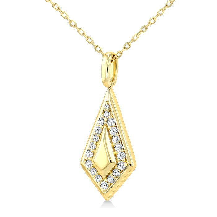 1/4 Ctw Round Cut Diamond Kite Shape Pendant With Chain in 10K Yellow Gold