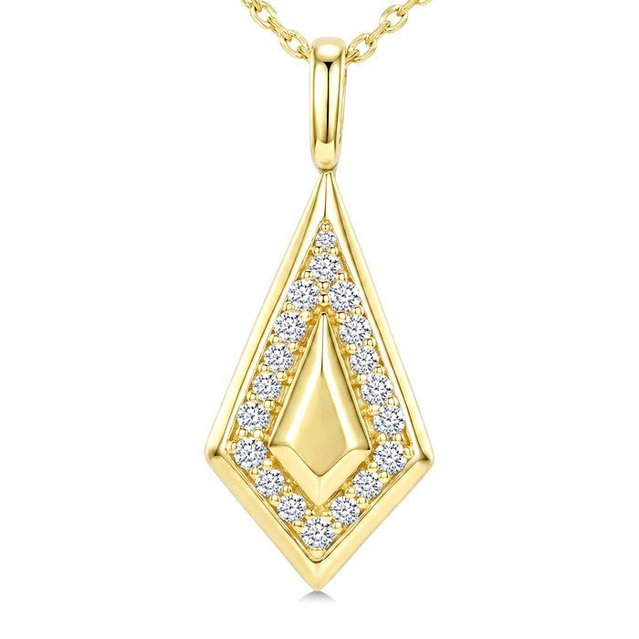1/4 Ctw Round Cut Diamond Kite Shape Pendant With Chain in 10K Yellow Gold