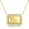 1/4 Ctw Round Cut Diamond Emerald Shape Fashion Pendant With Chain in 10K Yellow Gold