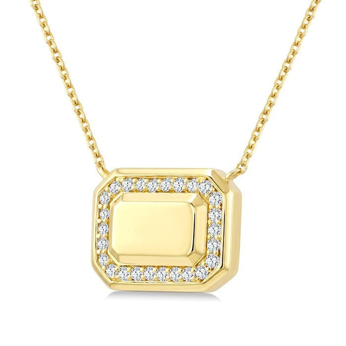 1/4 Ctw Round Cut Diamond Emerald Shape Fashion Pendant With Chain in 10K Yellow Gold
