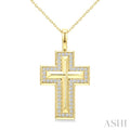 1/4 Ctw Round Cut Diamond Cross Pendant With Chain in 10K Yellow Gold