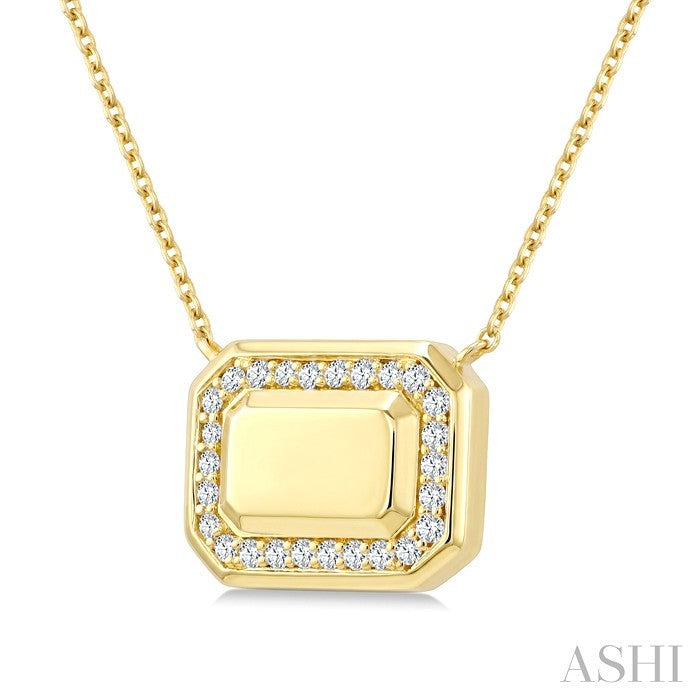 1/4 Ctw Round Cut Diamond Emerald Shape Fashion Pendant With Chain in 10K Yellow Gold