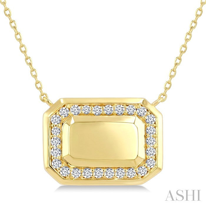 1/4 Ctw Round Cut Diamond Emerald Shape Fashion Pendant With Chain in 10K Yellow Gold