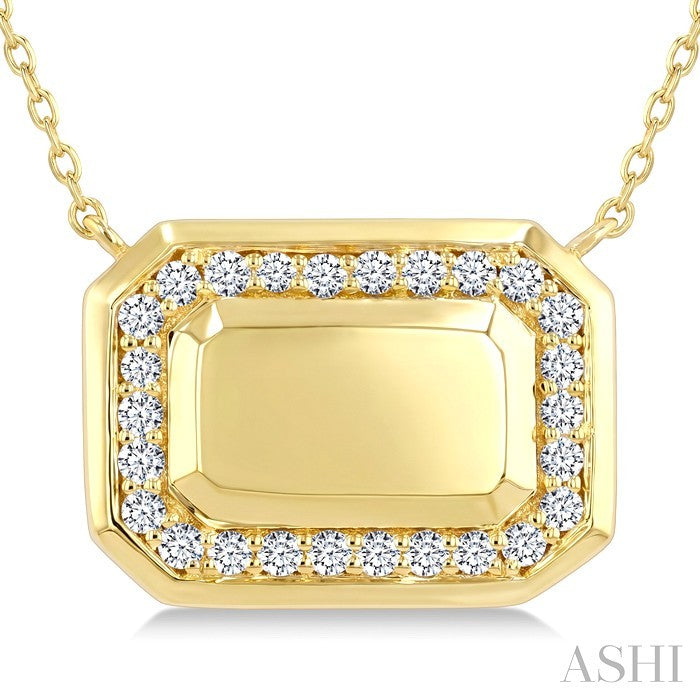 1/4 Ctw Round Cut Diamond Emerald Shape Fashion Pendant With Chain in 10K Yellow Gold