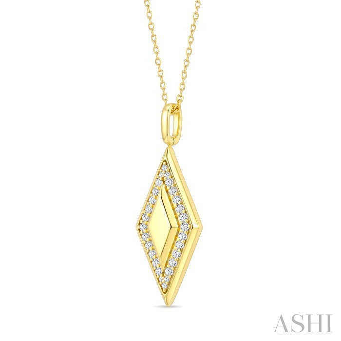 1/4 Ctw Round Cut Diamond Rhombus Shape Pendant With Chain in 10K Yellow Gold