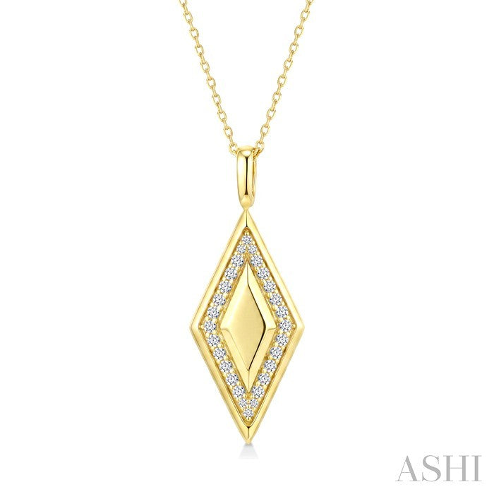 1/4 Ctw Round Cut Diamond Rhombus Shape Pendant With Chain in 10K Yellow Gold