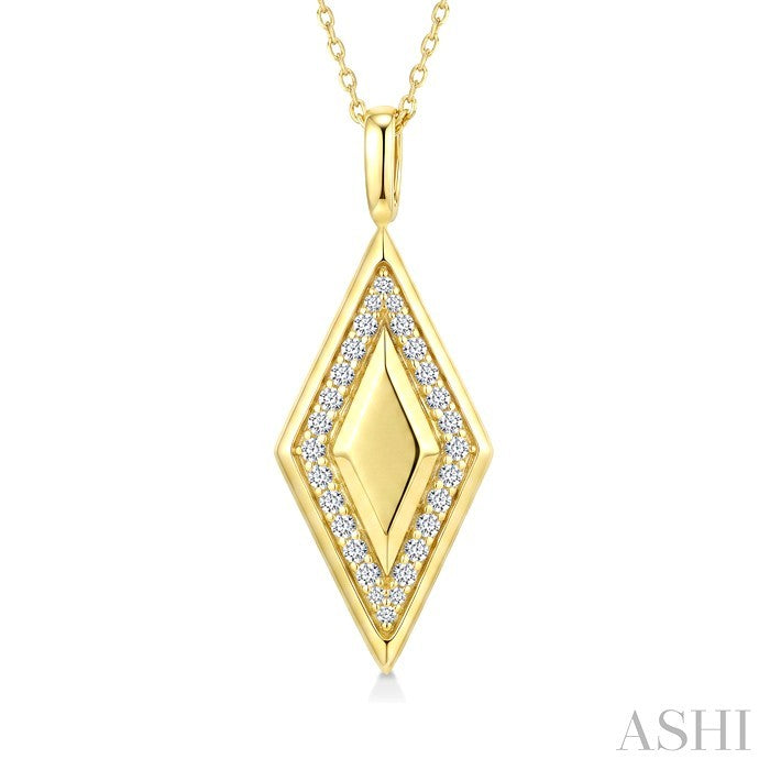 1/4 Ctw Round Cut Diamond Rhombus Shape Pendant With Chain in 10K Yellow Gold