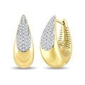 1/5 Ctw Round Cut Diamond Tear Drop Huggie Earrings in 14K Yellow Gold