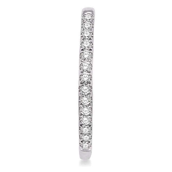 1/4 Ctw Round Cut Diamond Hoop Earrings in 10K White Gold