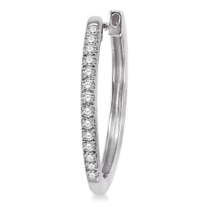 1/4 Ctw Round Cut Diamond Hoop Earrings in 10K White Gold