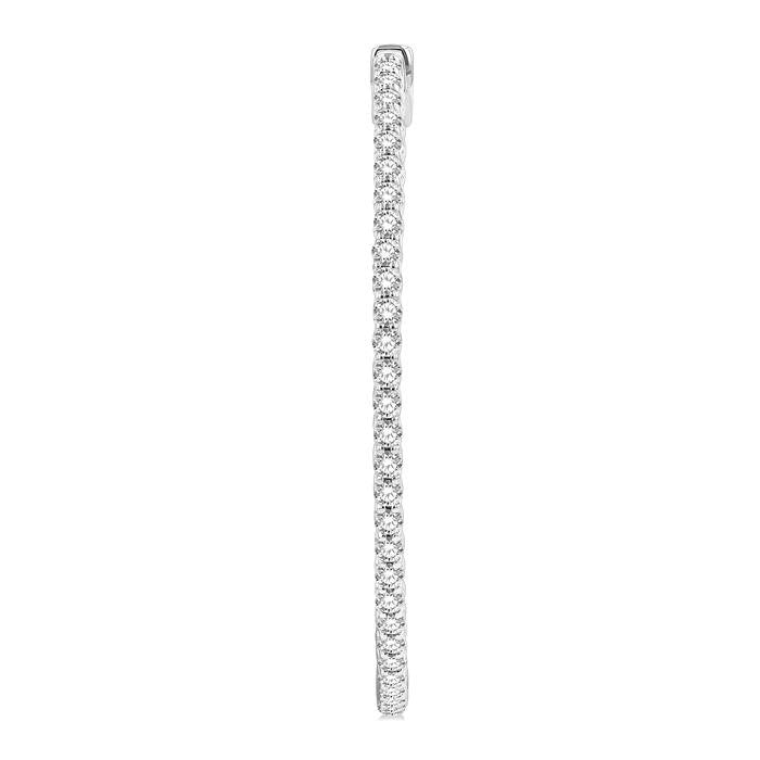 2 Ctw Inside & Outside Round Cut Diamond Hoop Earrings in 14K White Gold