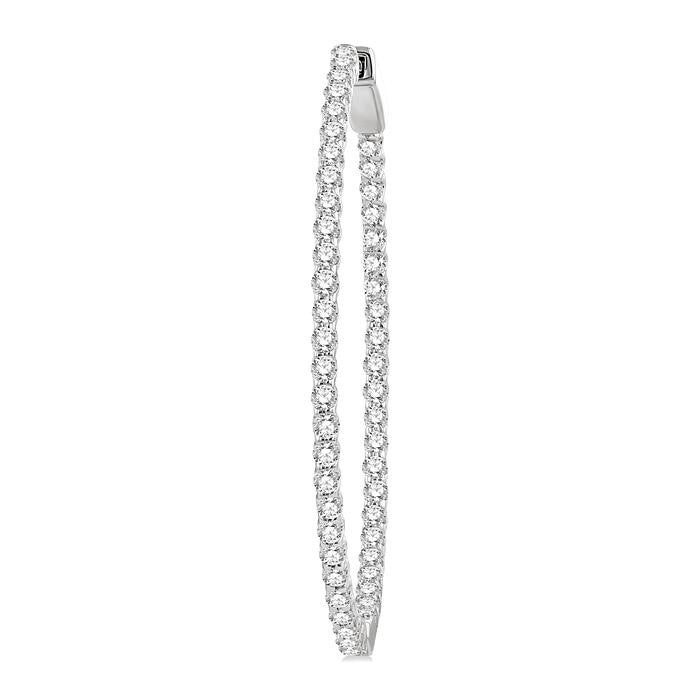 2 Ctw Inside & Outside Round Cut Diamond Hoop Earrings in 14K White Gold