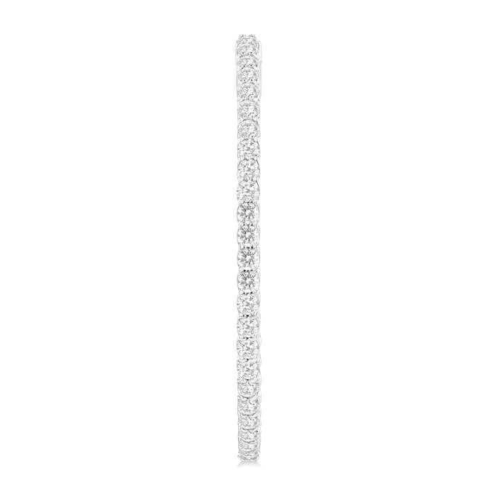 3 Ctw Inside & Outside Round Cut Diamond Hoop Earrings in 14K White Gold