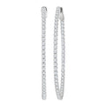2 Ctw Inside-Out Round Cut Diamond 1/2-Inch Oval Hoop Earrings in 14K White Gold