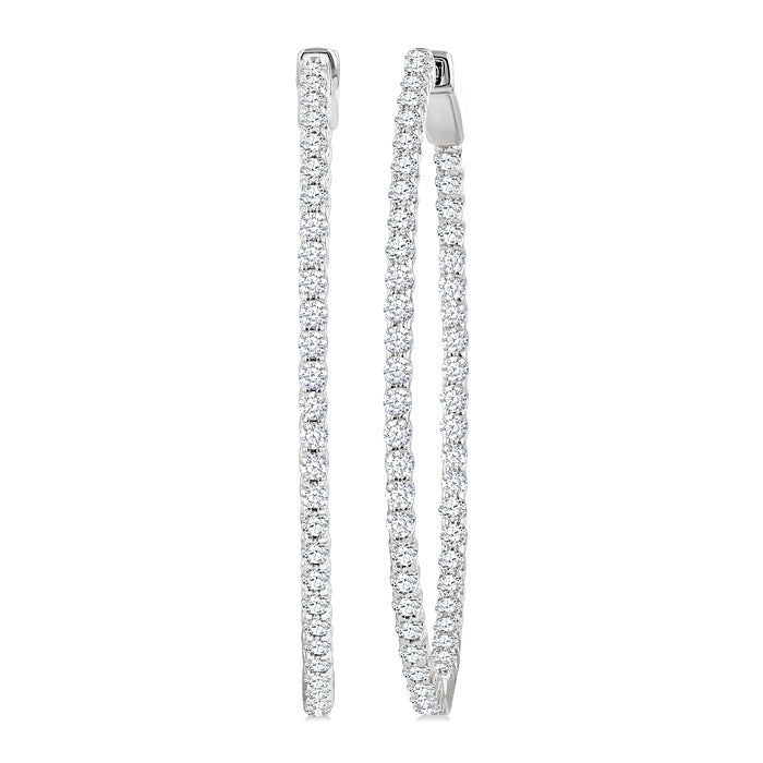 2 Ctw Inside-Out Round Cut Diamond 1/2-Inch Oval Hoop Earrings in 14K White Gold