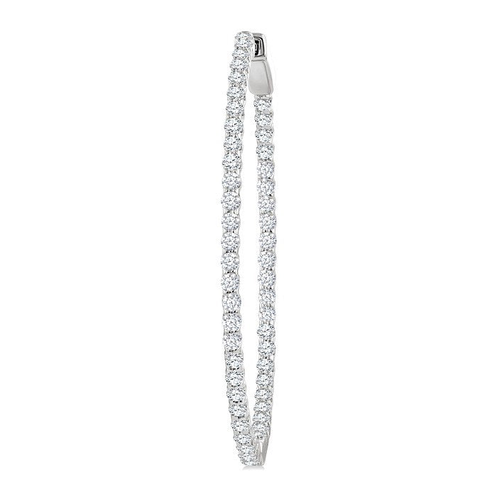 2 Ctw Inside-Out Round Cut Diamond 1/2-Inch Oval Hoop Earrings in 14K White Gold