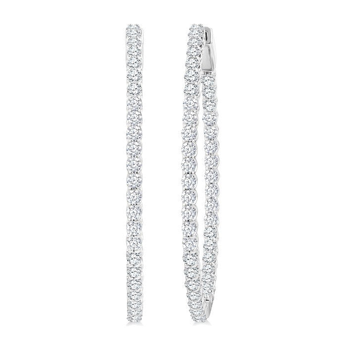 3 Ctw Inside-Out Round Cut Diamond 1/2-Inch Oval Hoop Earrings in 14K White Gold