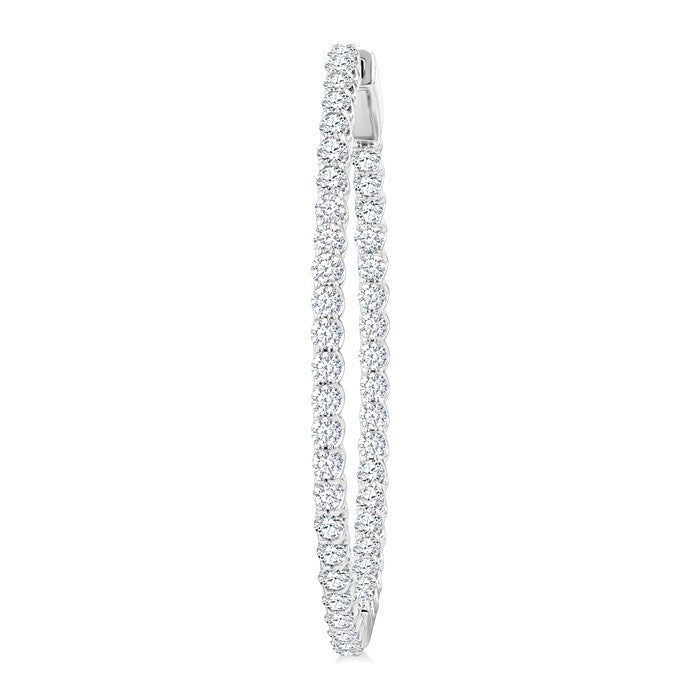 3 Ctw Inside-Out Round Cut Diamond 1/2-Inch Oval Hoop Earrings in 14K White Gold