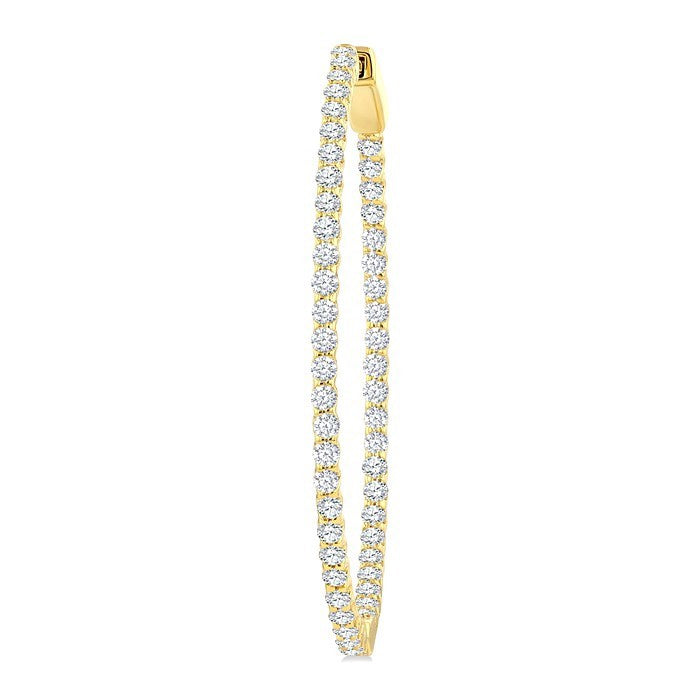 2 Ctw Inside-Out Round Cut Diamond 1/2-Inch Oval Hoop Earrings in 14K Yellow Gold