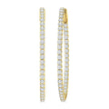 3 Ctw Inside-Out Round Cut Diamond 1/2-Inch Oval Hoop Earrings in 14K Yellow Gold