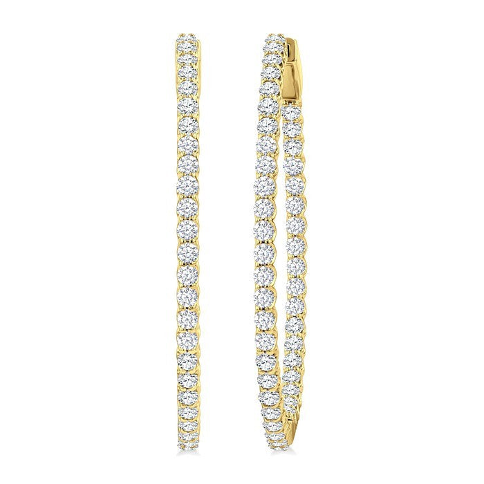 3 Ctw Inside-Out Round Cut Diamond 1/2-Inch Oval Hoop Earrings in 14K Yellow Gold