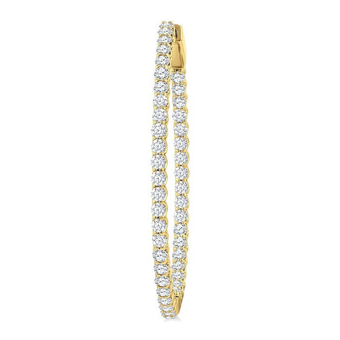 3 Ctw Inside-Out Round Cut Diamond 1/2-Inch Oval Hoop Earrings in 14K Yellow Gold